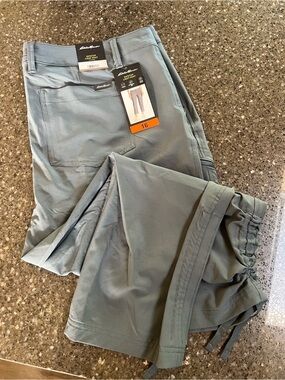 Eddie Bauer Women’s Blue Grey Ripstop Crop Pants Size 16 Hiking Outdoors Trail